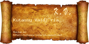Kutassy Valéria névjegykártya